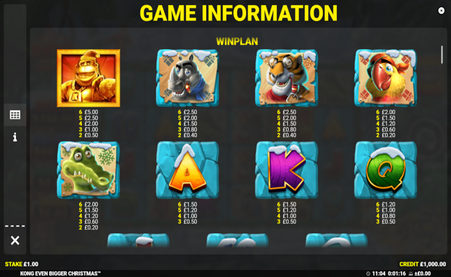 kong even bigger christmas paytable 1