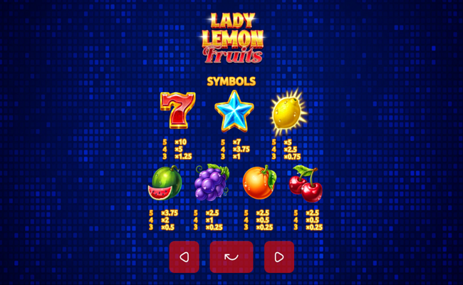 lady lemon fruits paytable 2