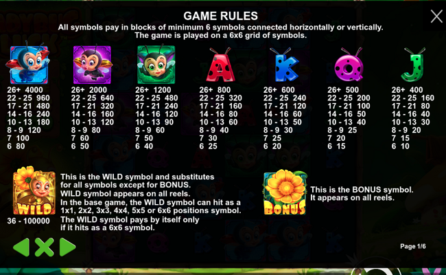 ladybug luck paytable
