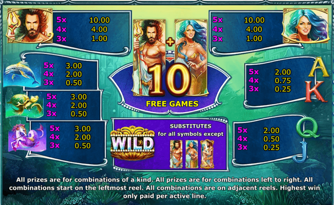 legends of the seas paytable