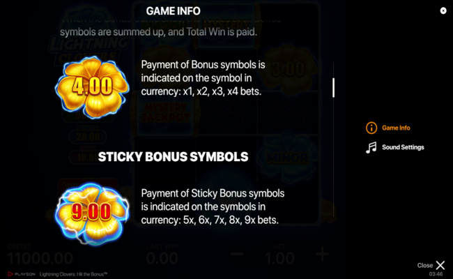 lightning clovers hit the bonus paytable 1