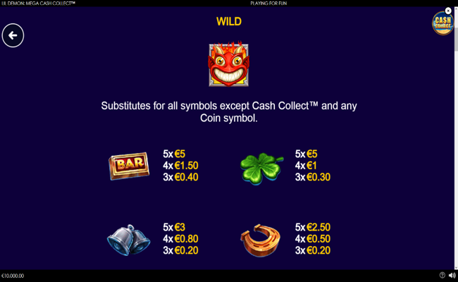 lil demon mega cash collect paytable 1