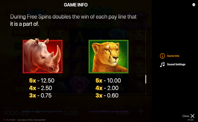 lion gems 3 pots hold and win paytable 3