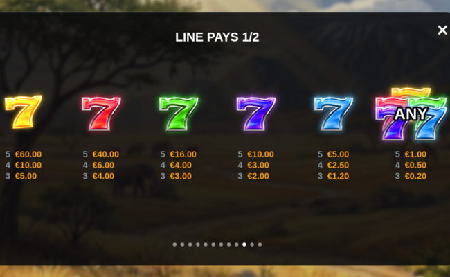 lions land hold and win paytable 1