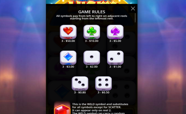 lucky dice paytable 1