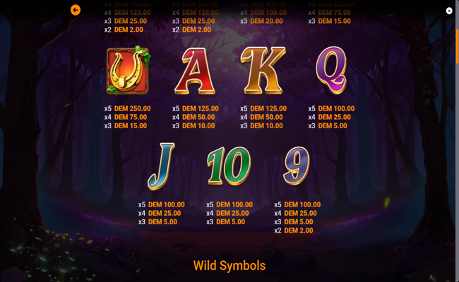 lucky forest paytable 2