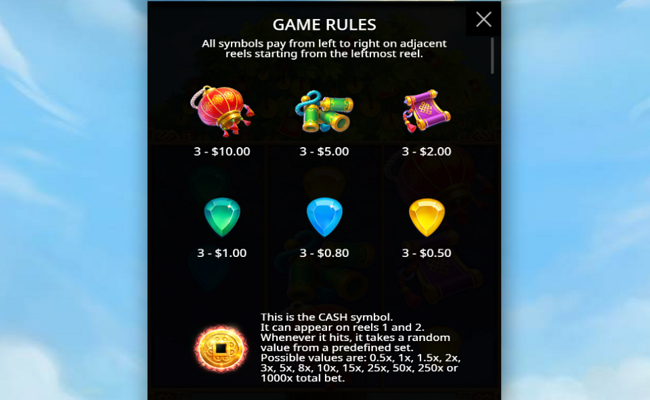 lucky fortune tree paytable 1