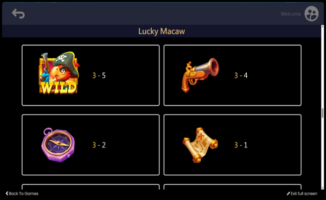 lucky macaw paytable 1