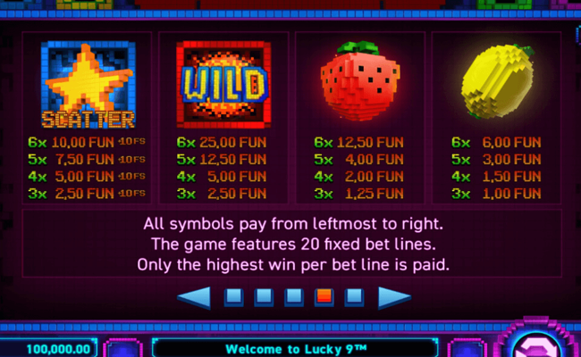 lucky nine paytable 1