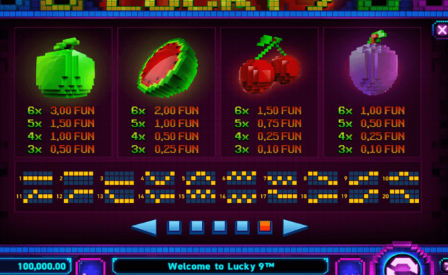 lucky nine paytable 2
