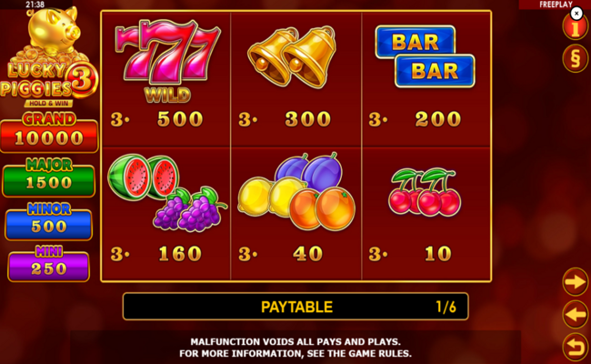 lucky piggies 3 paytable 1