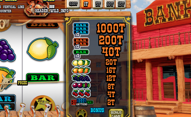 lucky western paytable