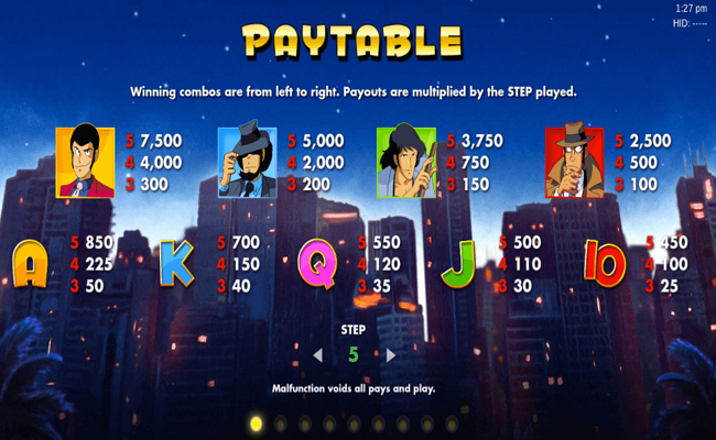 lupin 3 paytable
