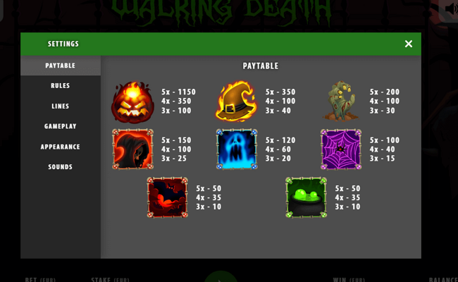 macaw gaming walking death paytable