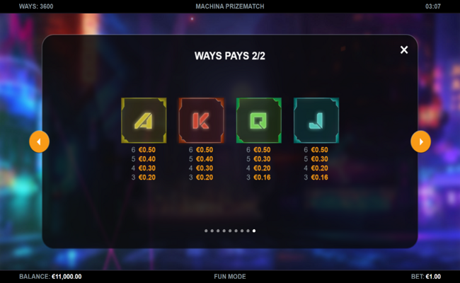machina prizematch paytable 3