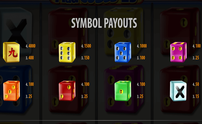 mad cubes 25 paytable