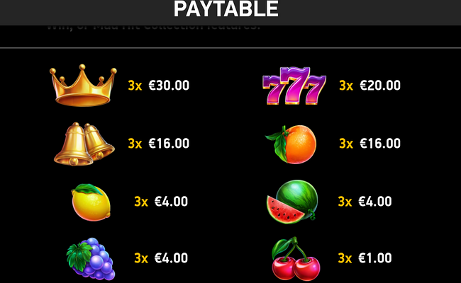 mad hit gold paytable