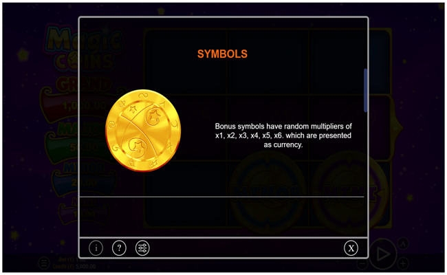 magic coins paytable 2