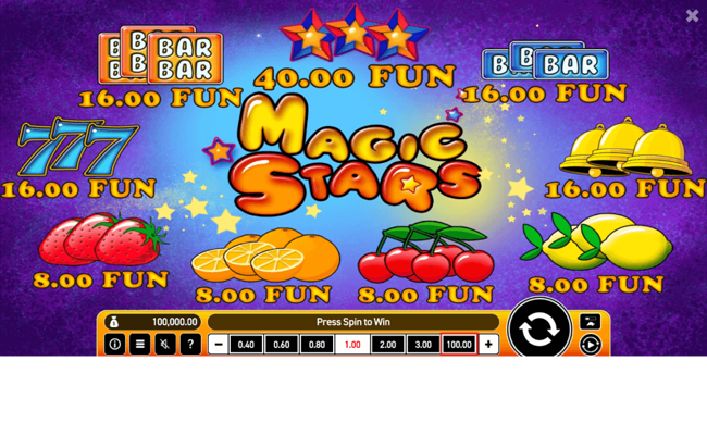 magic stars paytable