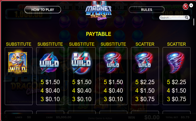 magnet storm dragon charm paytable 1