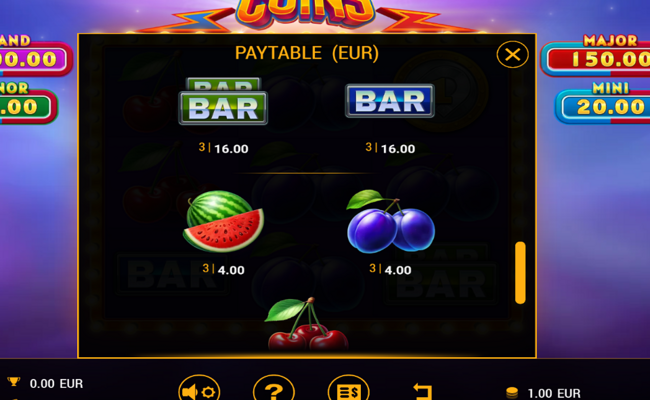 magnetic coins paytable 2