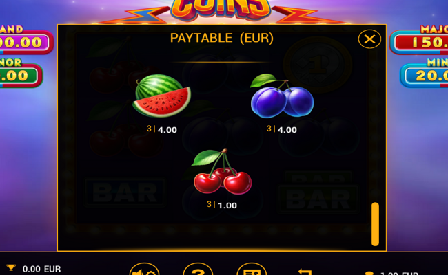 magnetic coins paytable 3