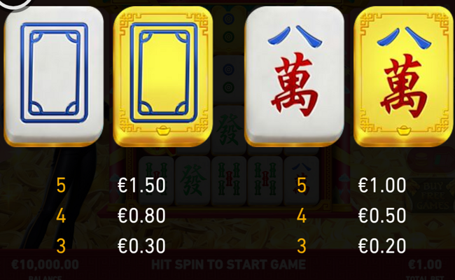 mahjong magic paytable 2