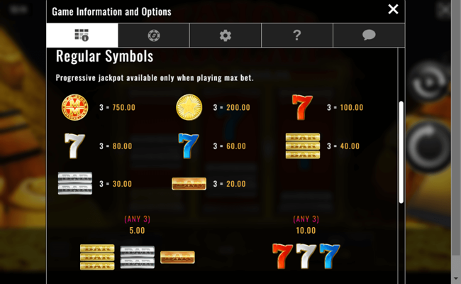 major moolah paytable