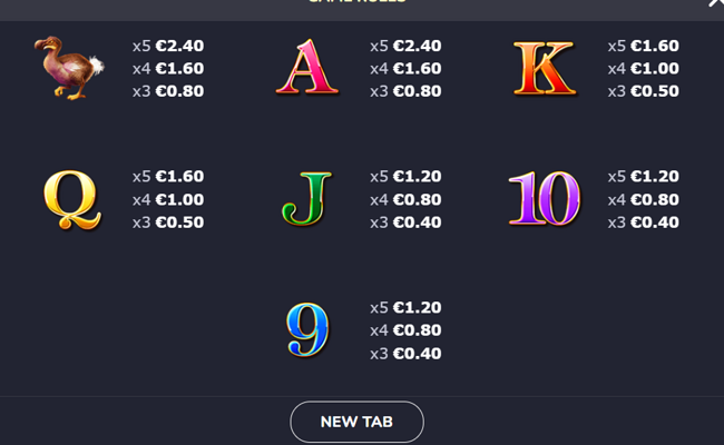 mammoth kingdom paytable 2