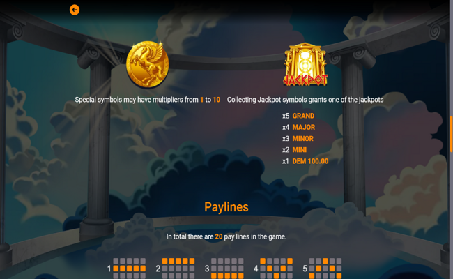 mancala gaming power of zeus paytable 2