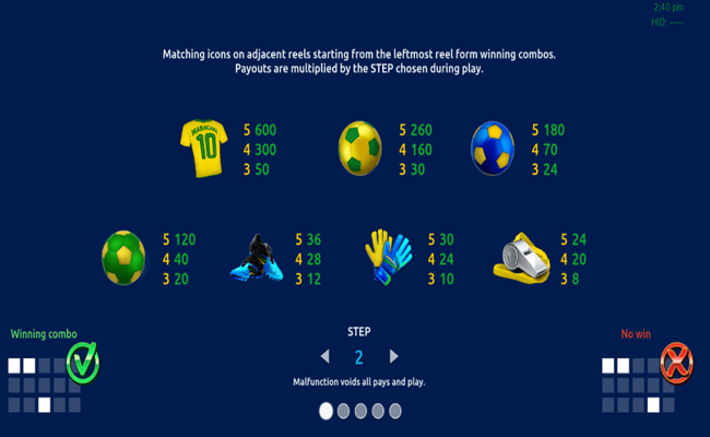 maracana jackpot paytable