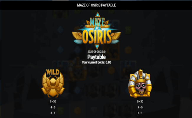 maze of osiris paytable1