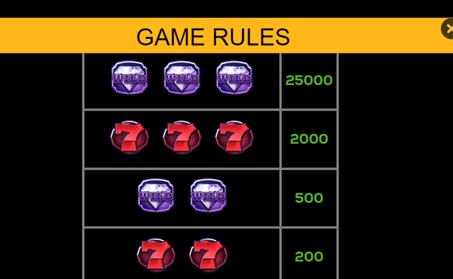 mega multi diamonds paytable 1