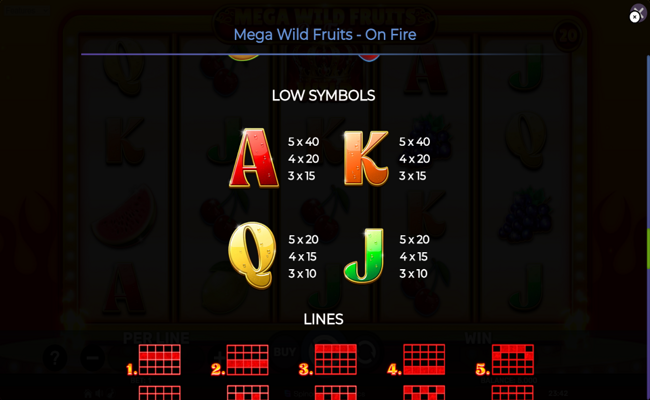 mega wild fruits on fire paytable 2