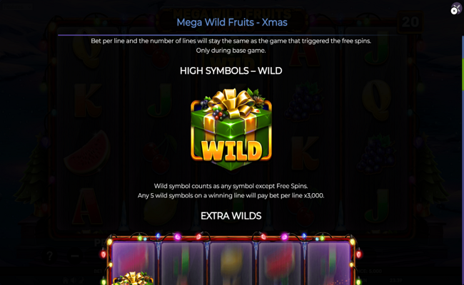 mega wild fruits xmas paytable 1