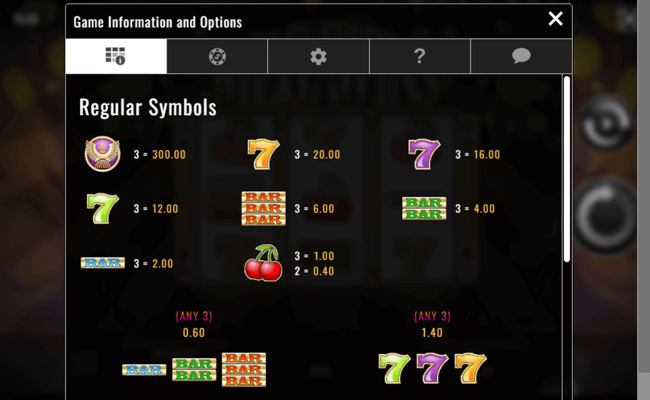 megawins paytable