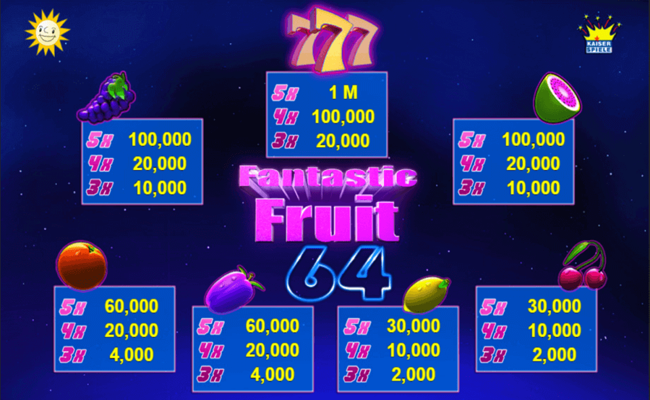 merkur gaming fantastic fruit paytable