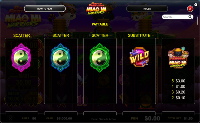 miao mi warriors paytable 1