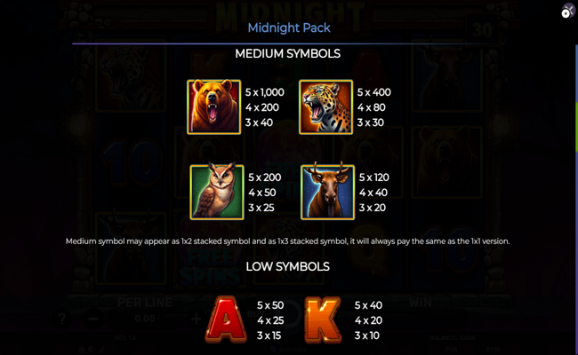midnight pack paytable 1