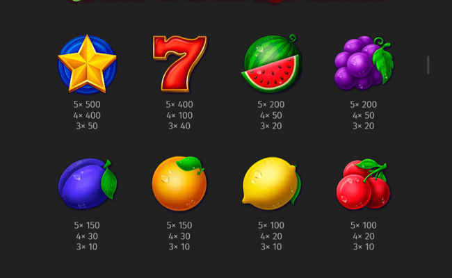 miss cherry fruits paytable