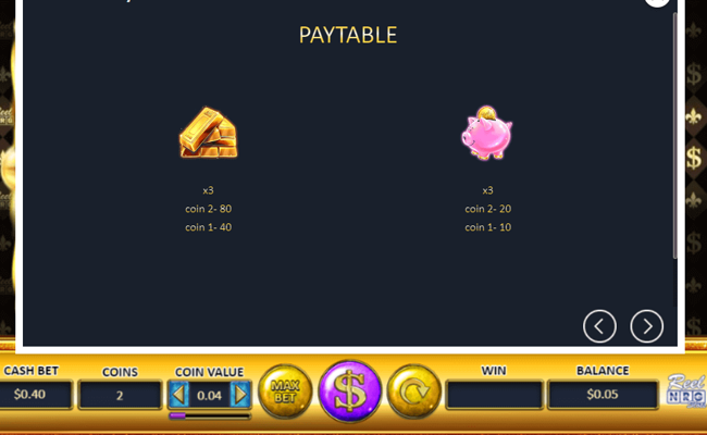 money galore paytable 2