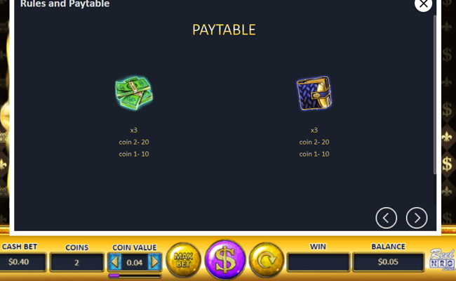 money galore paytable 3