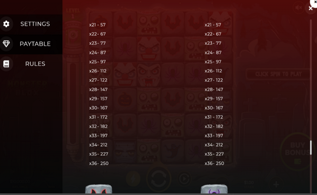 monster blox paytable 6