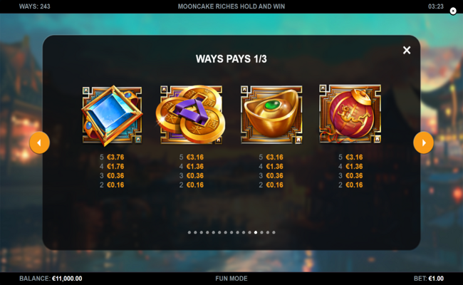mooncake riches hold and win paytable 2