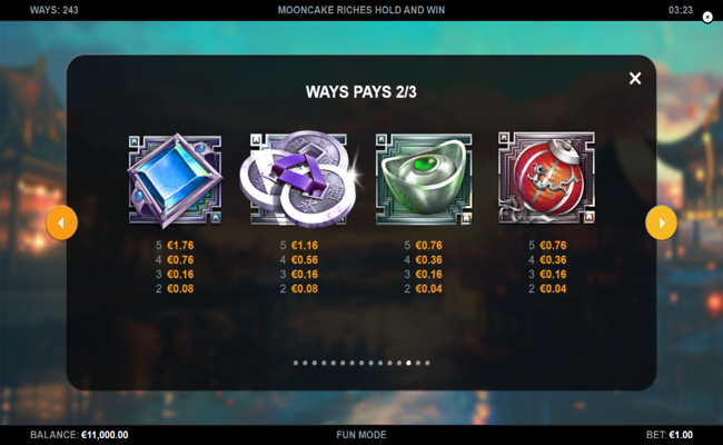 mooncake riches hold and win paytable 3