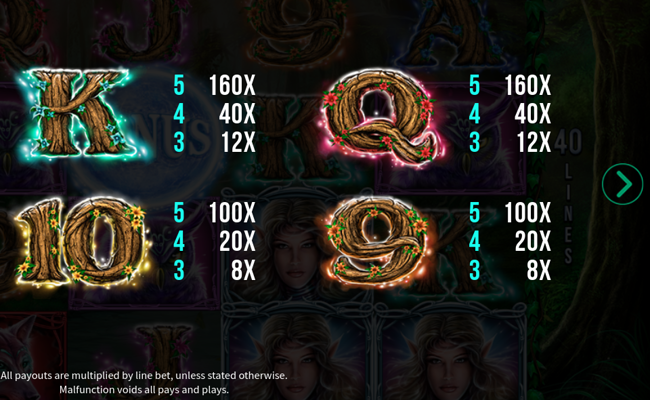 moonlight fortune paytable 5