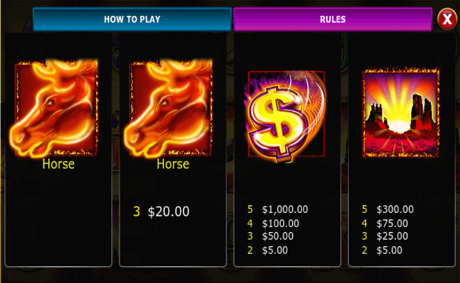 mustang money 2 paytable