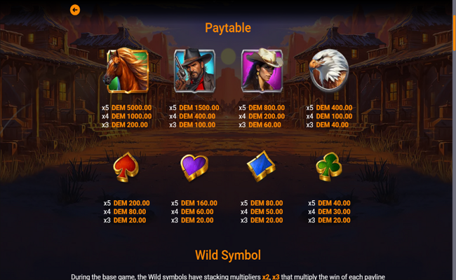 mustang rush paytable 1