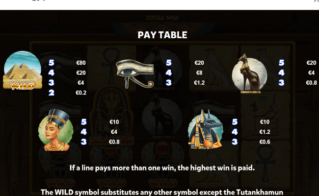 mysteries of egypt paytable 1