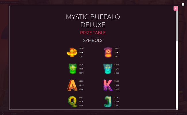 mystic buffalo deluxe paytable 1